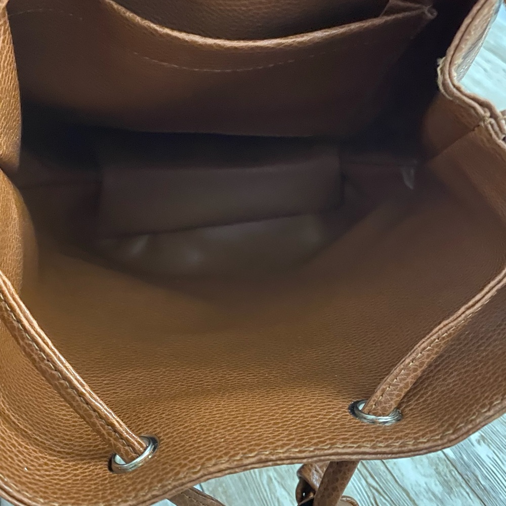 Women’s Leather Drawstring Backpack Brown - Picture 10 of 12